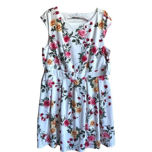 Emerald Sundae White Floral Fit & Flare Dress NWT 2X Plus Romantic Cottagecore - Picture 2 of 10